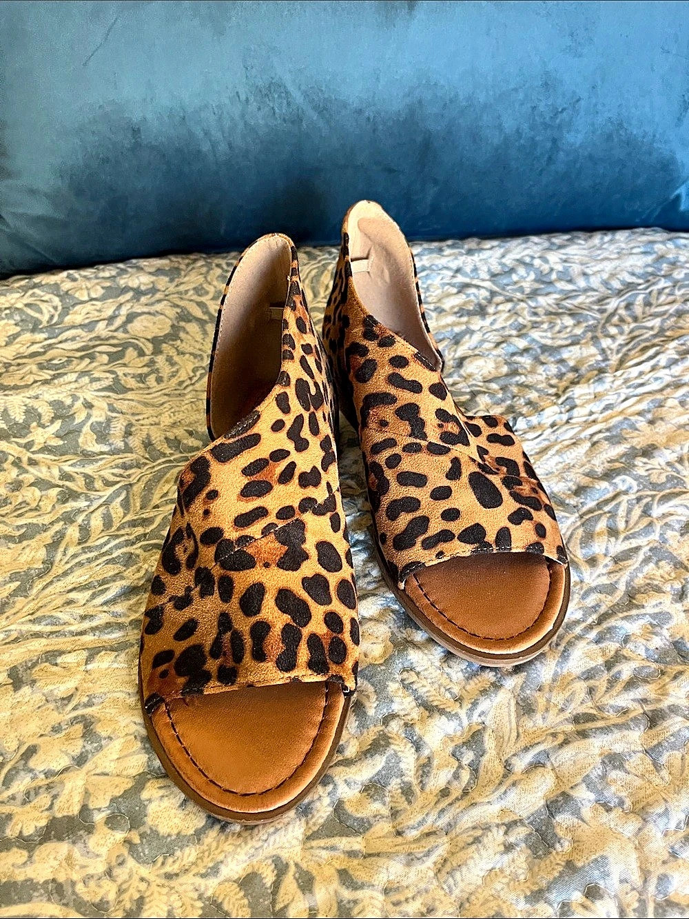Catherine Malandrino Leopard Print Slide Sandals Brown & Black US 9